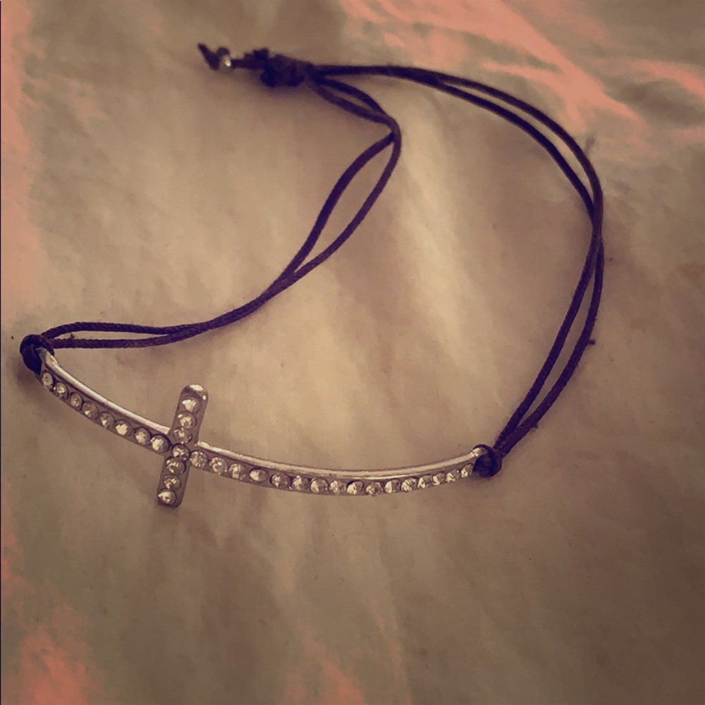 Cross brown string bracelet